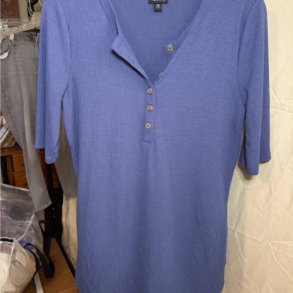 torrid Periwinkle Ribbed Henley Top - Picture 1 of 4
